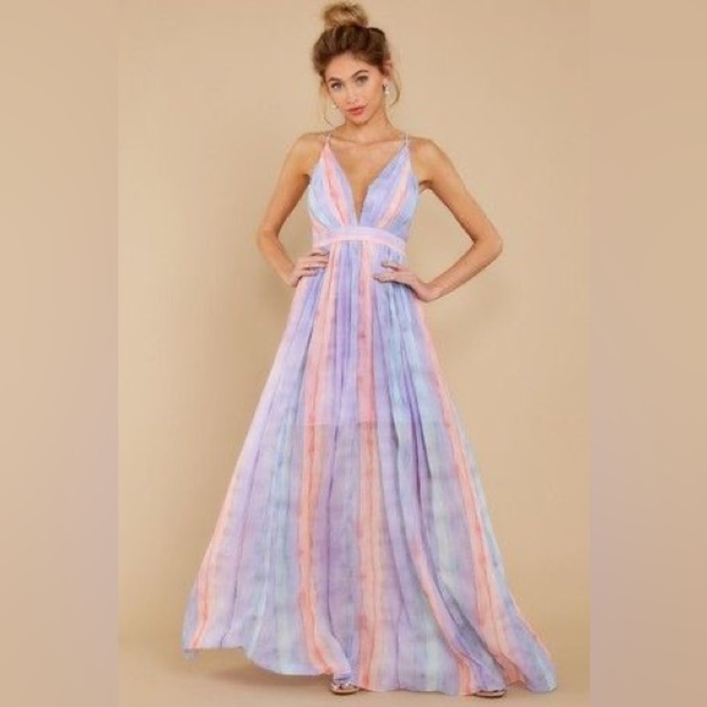 Red Dress Boutique Make Your Wish Lilac Multi Maxi Dress (SMALL)